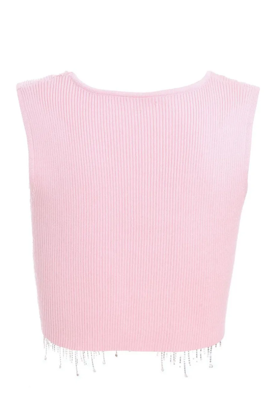 Quiz Pink Diamante Trim Crop Top
