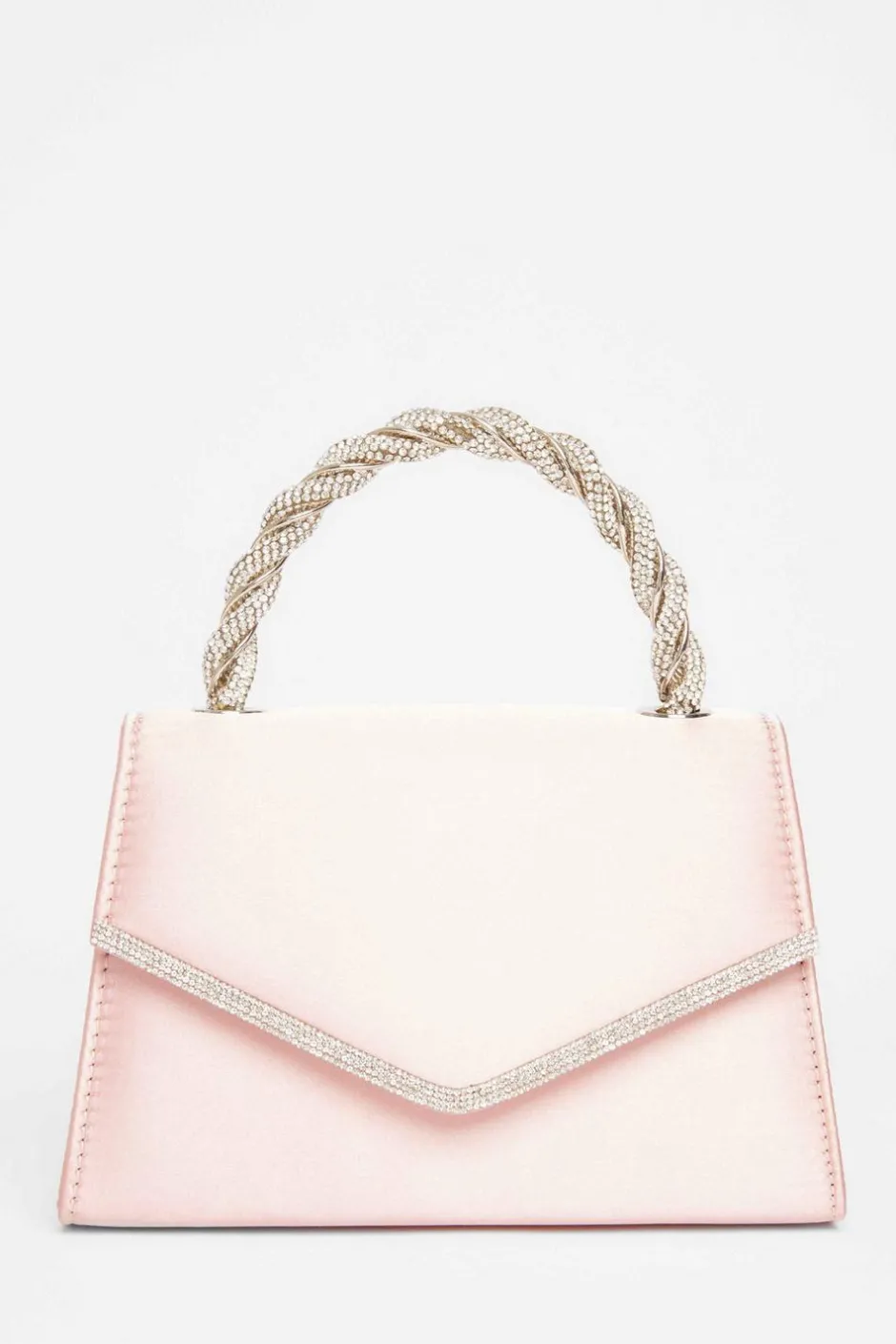 Quiz Diamante Twist Top Handle Bag Pink New