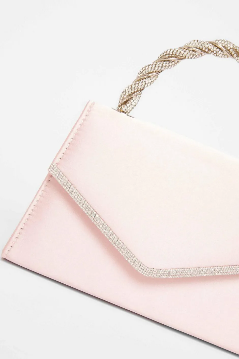 Quiz Diamante Twist Top Handle Bag Pink New