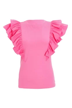 Quiz Pink Double Frill Sleeve Top New