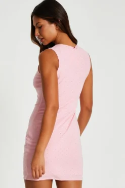 Quiz Pink Embellished Bodycon Mini Dress New