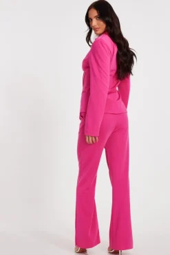 Quiz Flared Tailored Trousers Pink Hot
