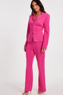 Quiz Flared Tailored Trousers Pink Hot