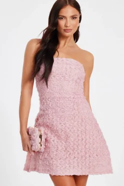 Quiz Floral Bandeau Mini Dress Pink Sale