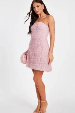 Quiz Floral Bandeau Mini Dress Pink Sale