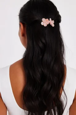 Quiz Floral Hair Slides Pink Clearance