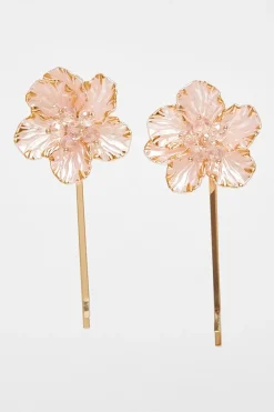 Quiz Floral Hair Slides Pink Clearance