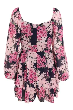 Quiz Pink Floral Tiered Playsuit Outlet