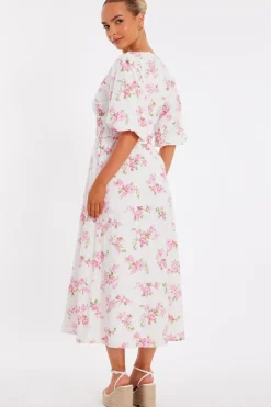 Quiz Pink Floral V-Neck Midi Dress Best
