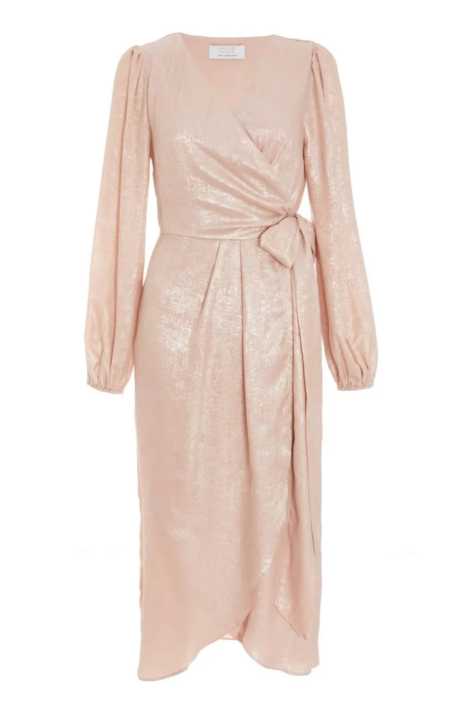 Quiz Pink Foil Wrap Midi Dress Hot