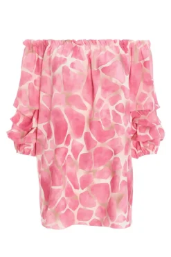 Quiz Pink Giraffe Print Bardot Top Online