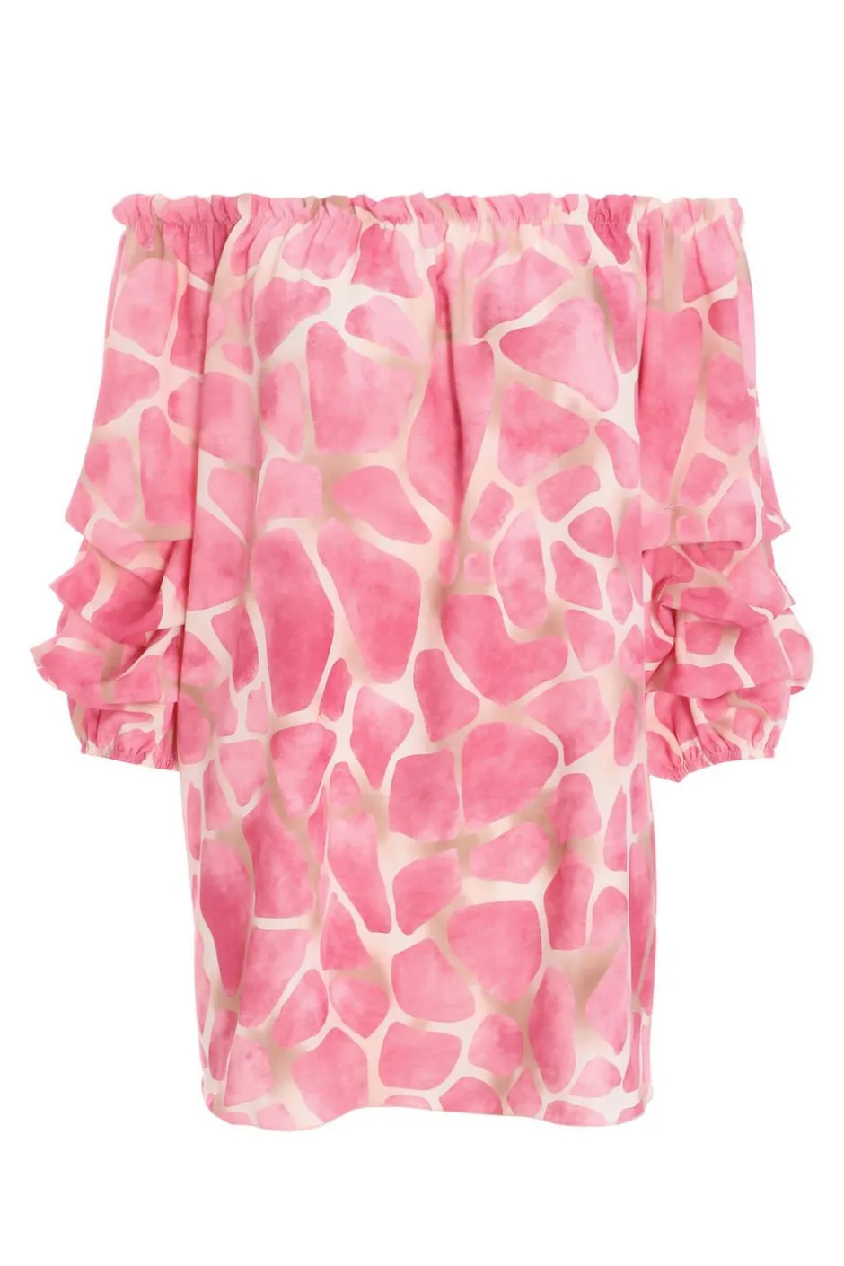 Quiz Pink Giraffe Print Bardot Top Online