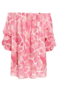 Quiz Pink Giraffe Print Bardot Top Online