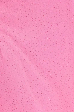 Quiz Pink Glitter Mesh Bardot Midaxi Dress Outlet