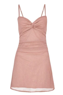 Quiz Pink Glitter Mesh Mini Dress