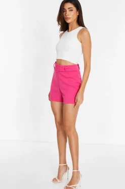 Quiz Pink High Waisted Belted Shorts Discount