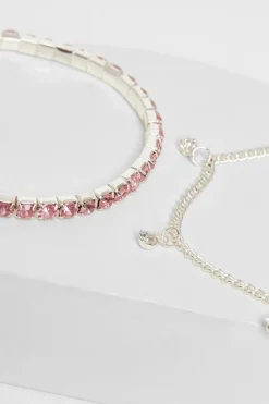 Quiz Jewel Bracelet Set Pink Clearance