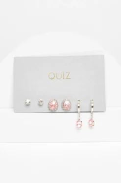 Quiz Jewel Earring Set Pink Best
