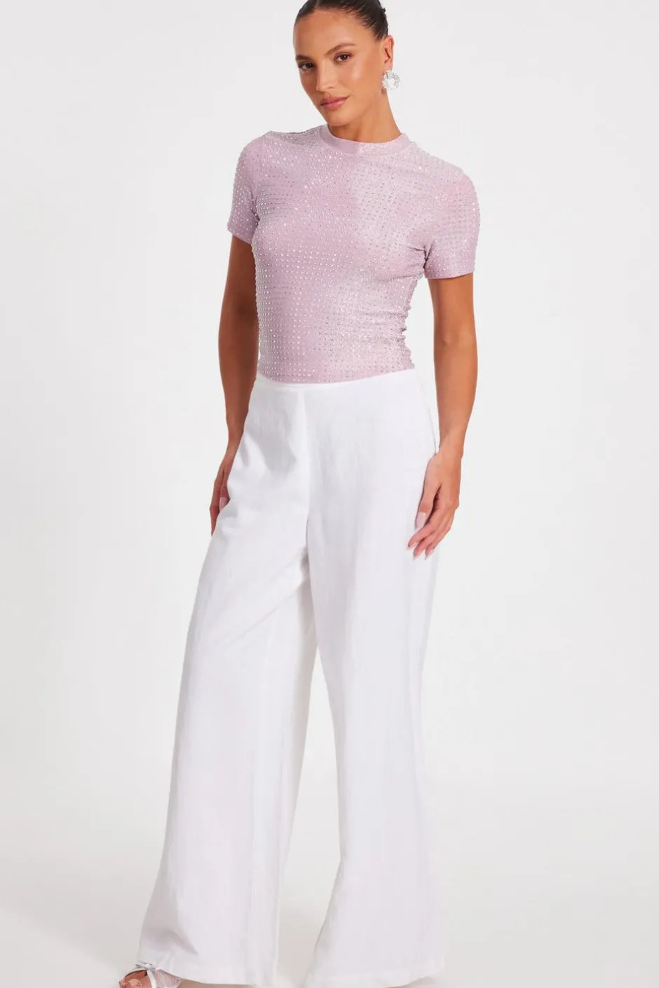 Quiz Pink Knit Embellished Top Discount
