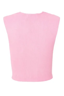 Quiz Knitted Button Front Waistcoat Pink Online