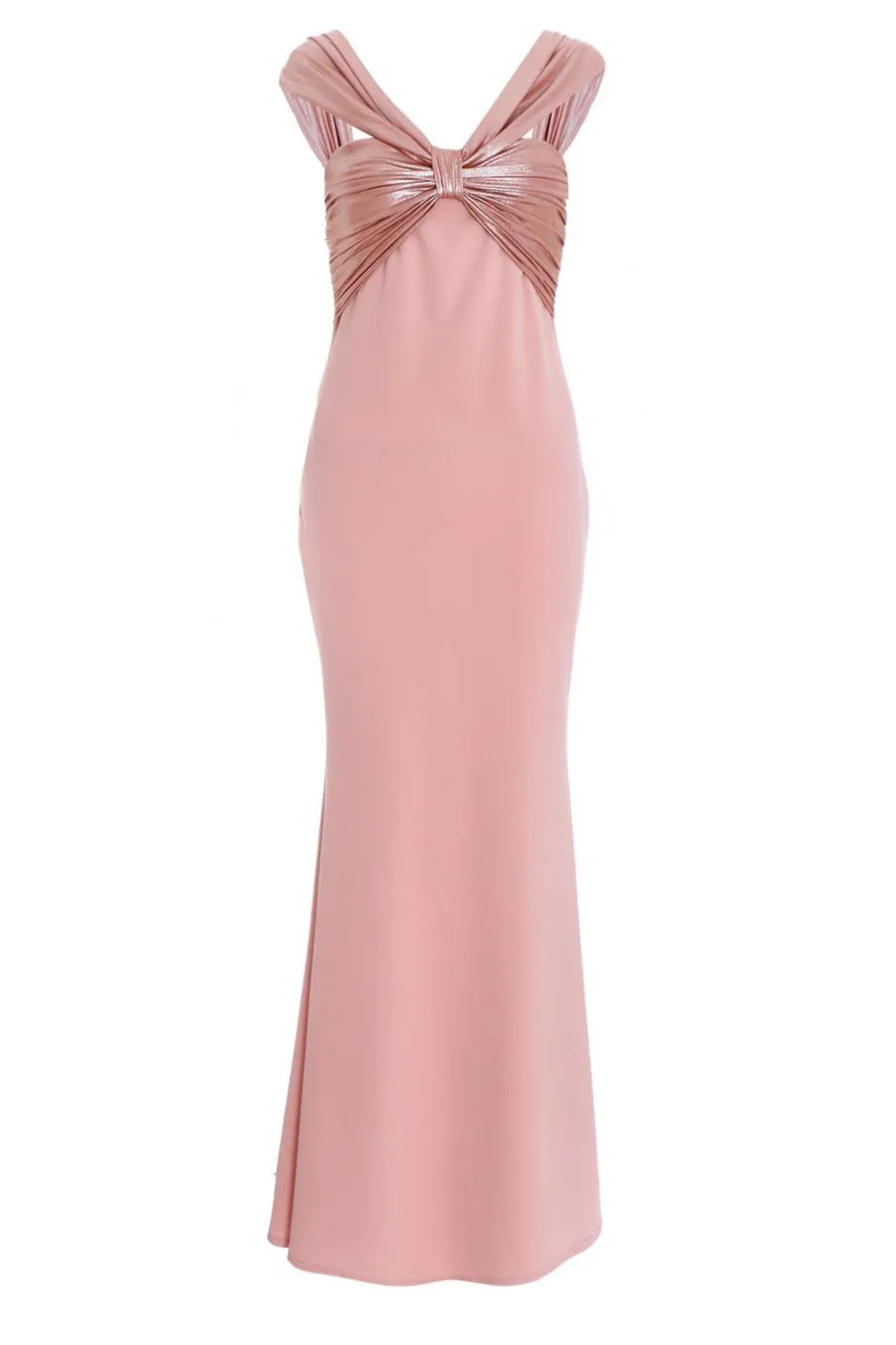 Quiz Pink Knot Front Maxi Dress Outlet