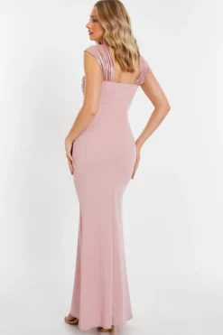 Quiz Pink Knot Front Maxi Dress Outlet