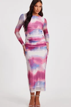Quiz Pink Marble Print Midi Dress Best