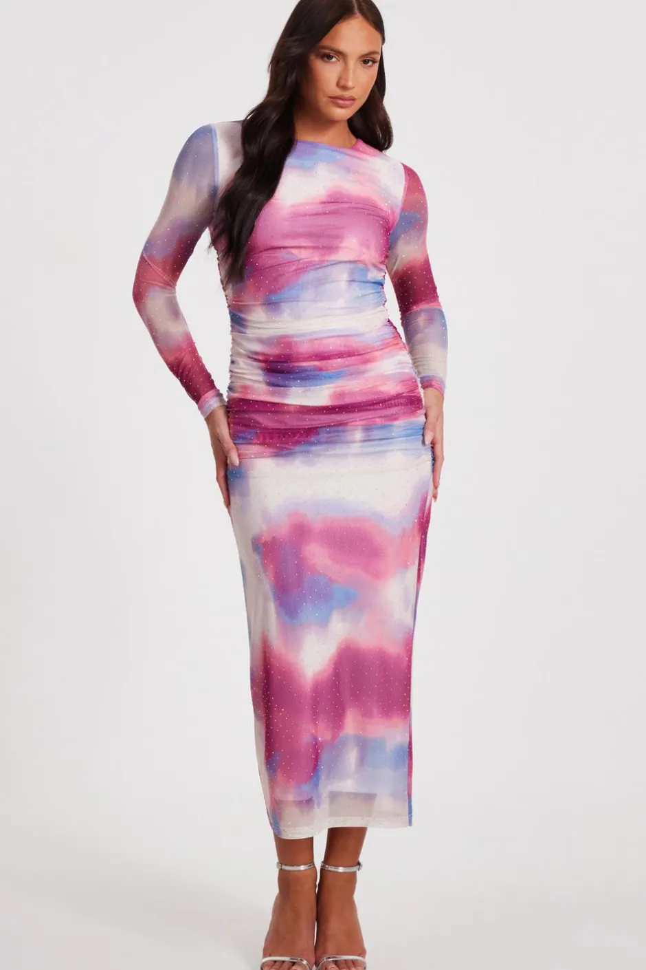 Quiz Pink Marble Print Midi Dress Best