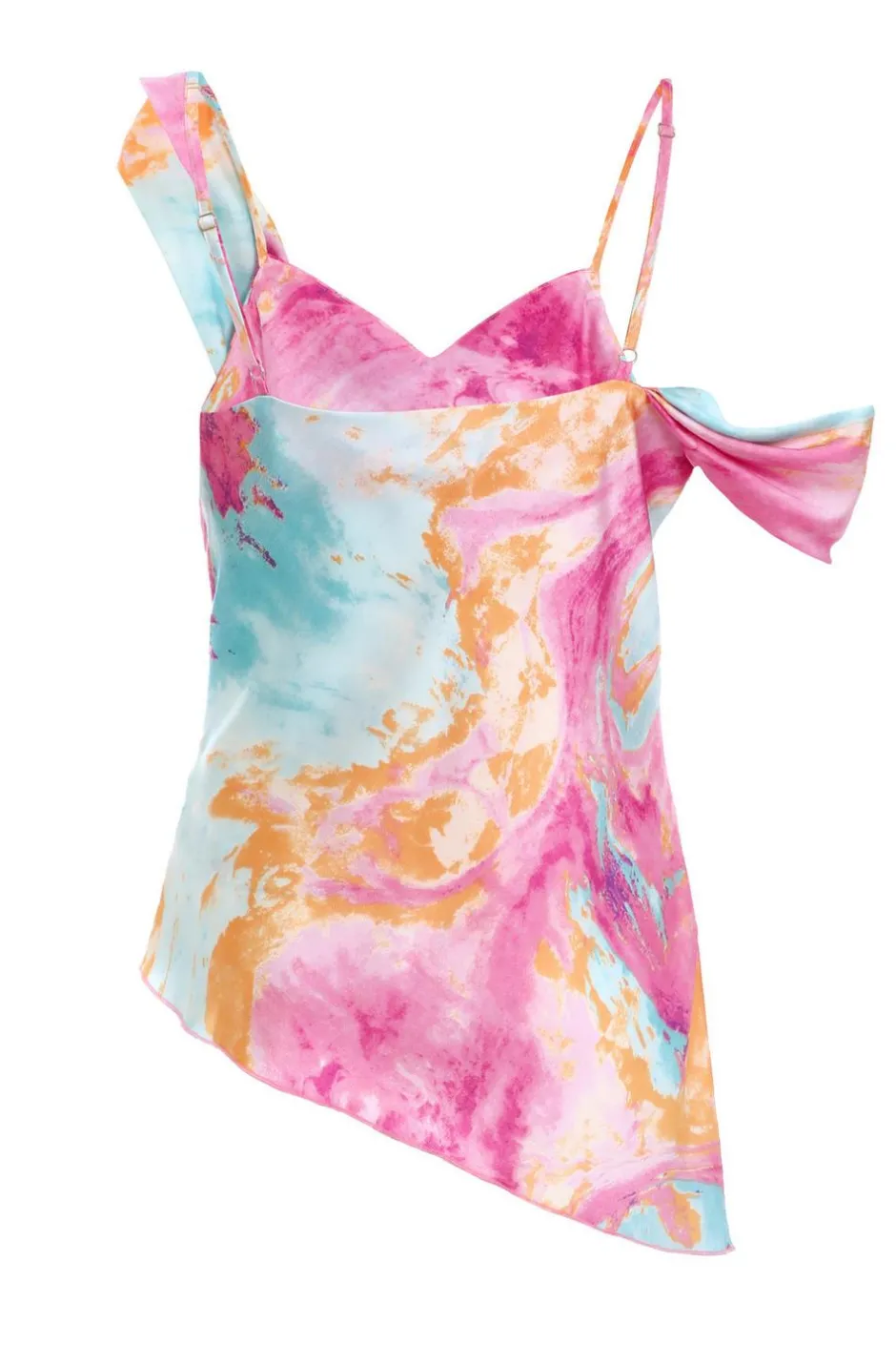 Quiz Pink Marble Print Satin Asymmetric Top Discount