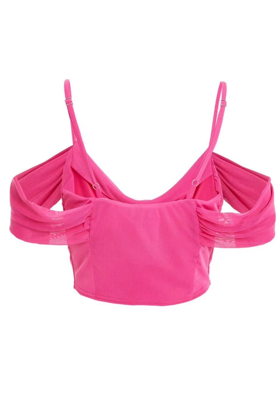 Quiz Pink Mesh Drop Shoulder Crop Top New
