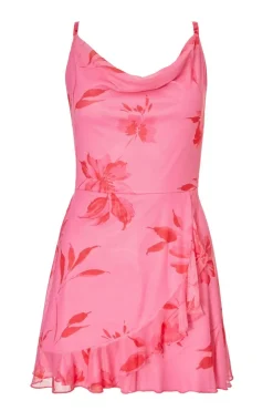 Quiz Pink Mesh Floral Playsuit Online