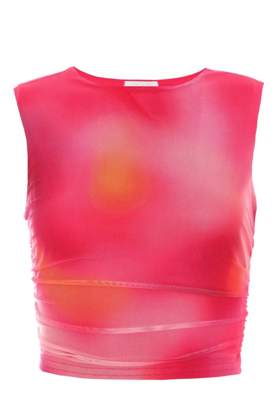 Quiz Pink Mesh Ombre Print Crop Top Clearance