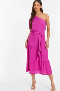Quiz Pink One Shoulder Midi Dress Sale