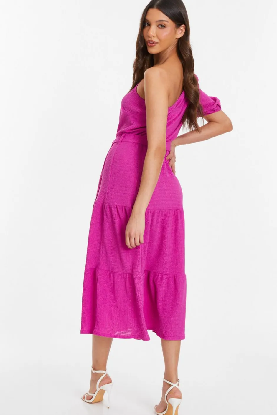Quiz Pink One Shoulder Midi Dress Sale