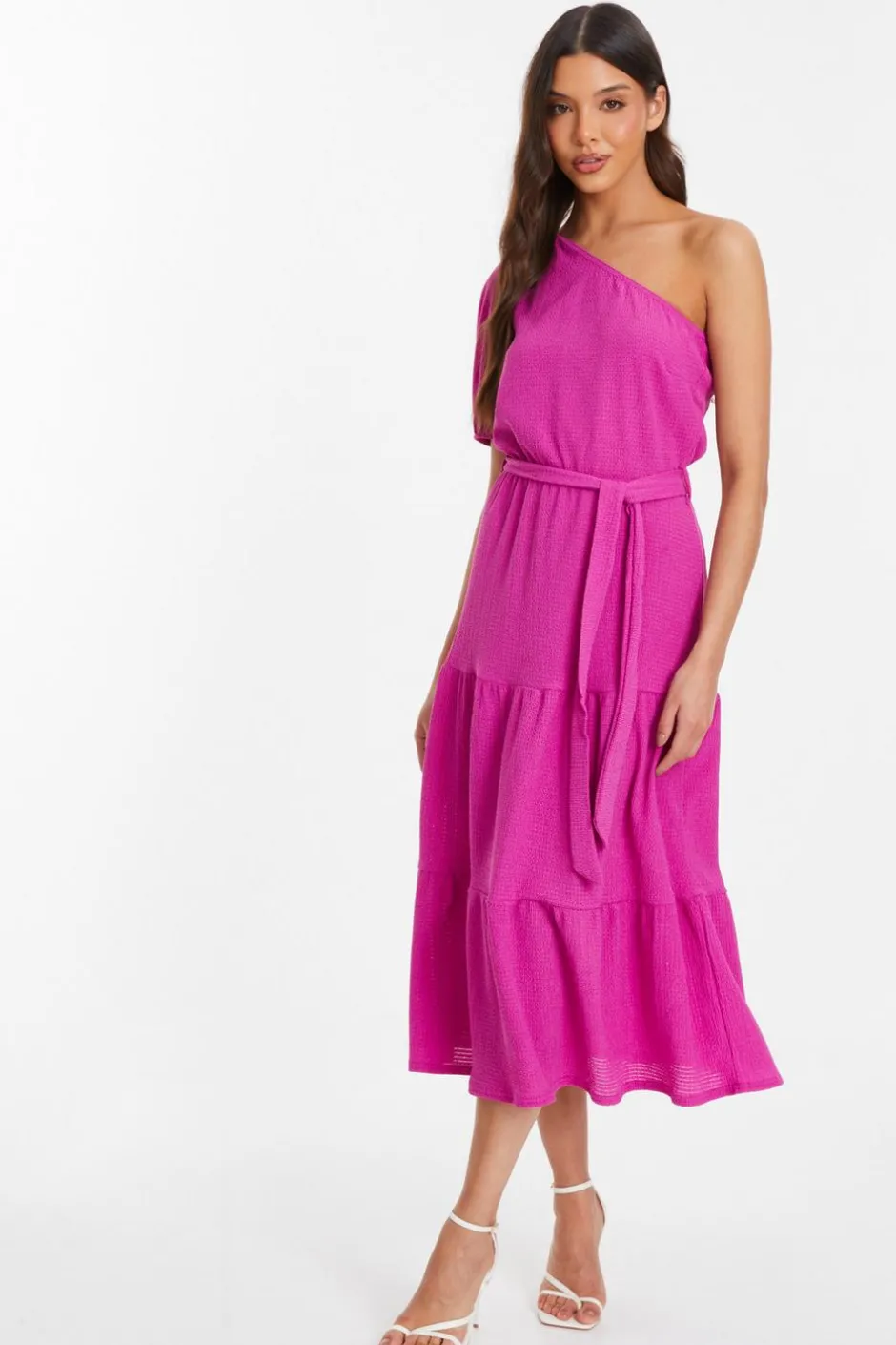 Quiz Pink One Shoulder Midi Dress Sale