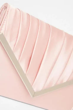 Quiz Pleated Clutch Bag Pink Sale