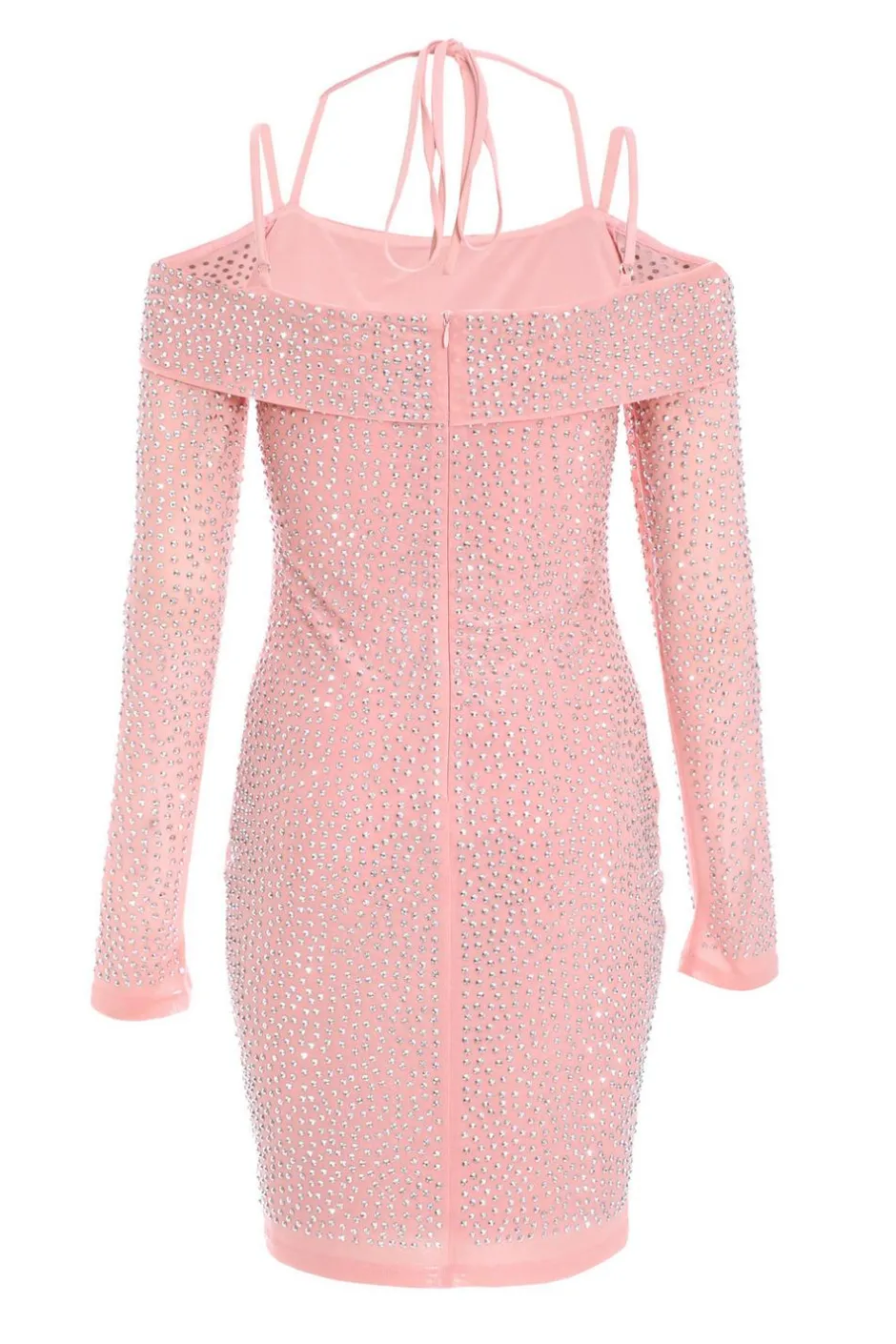 Quiz Pink Rhinestone Cold Shoulder Dress New