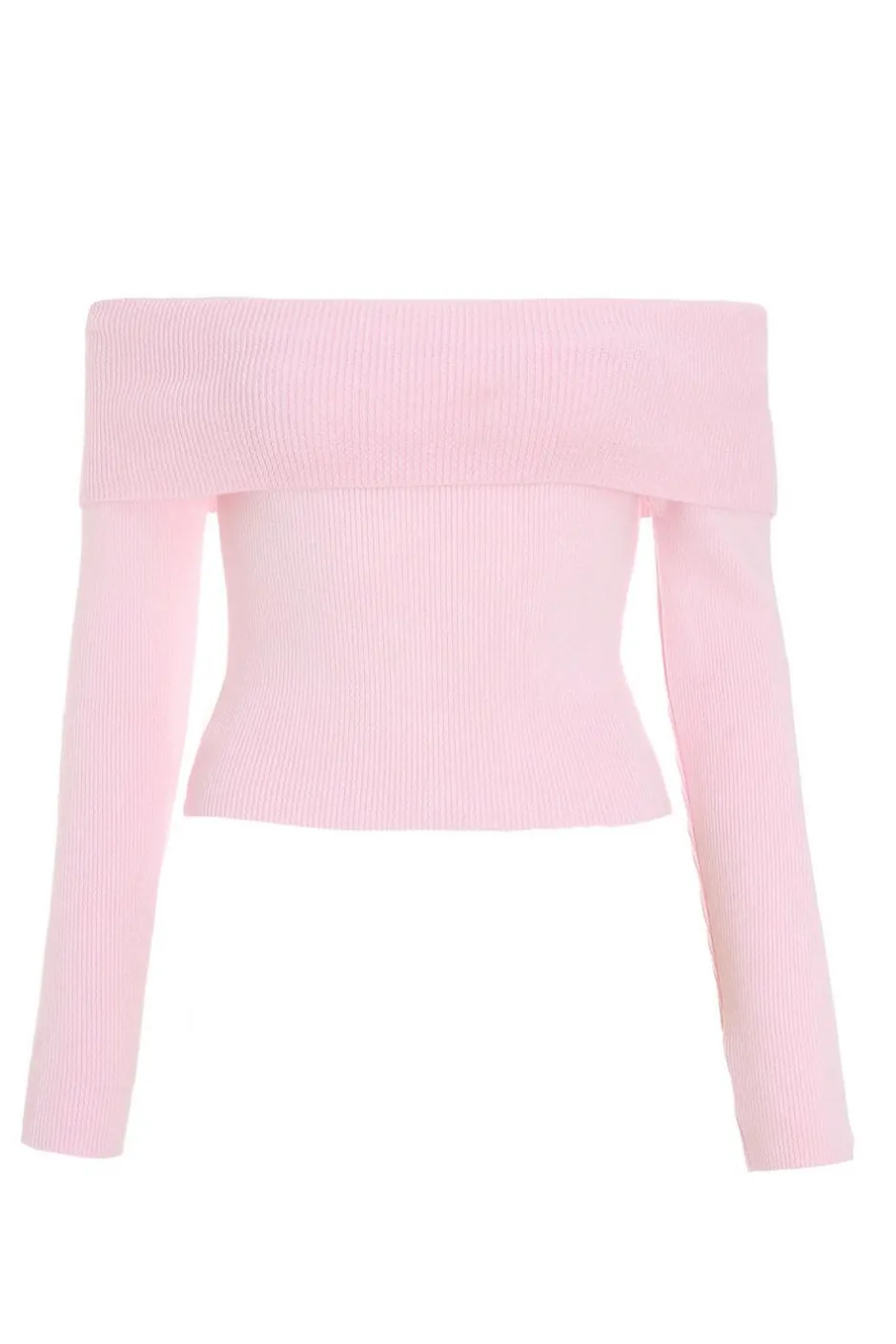 Quiz Pink Ribbed Bardot Jumper Light Pink Online