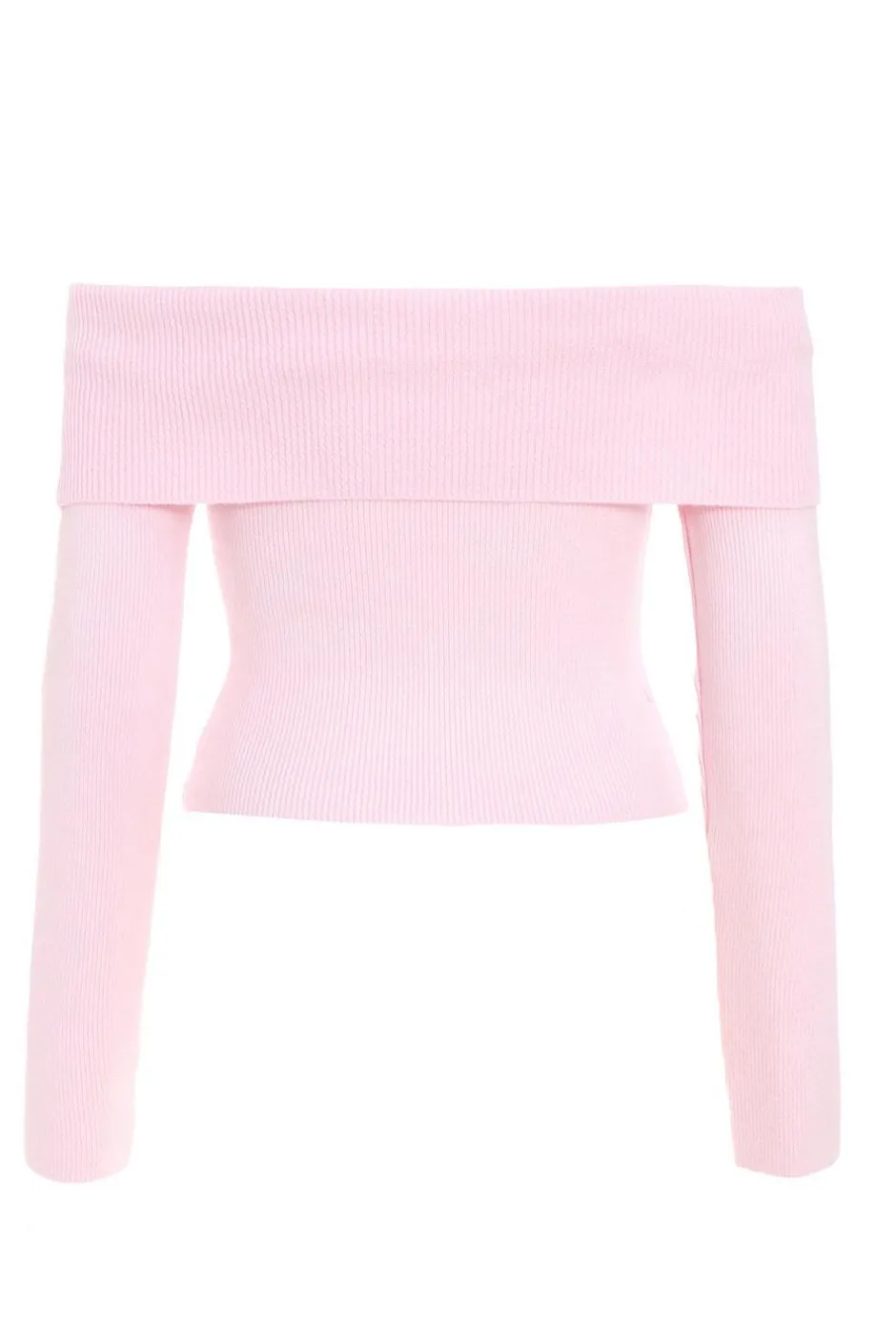 Quiz Pink Ribbed Bardot Jumper Light Pink Online