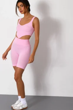 Quiz Pink Ribbed Corset Top Online