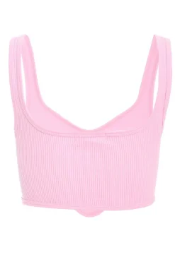 Quiz Pink Ribbed Corset Top Online