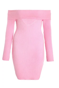 Quiz Pink Ribbed Knitted Mini Jumper Dress Online