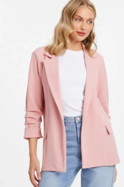 Quiz Pink Ruched Sleeve Blazer Light Pink Discount