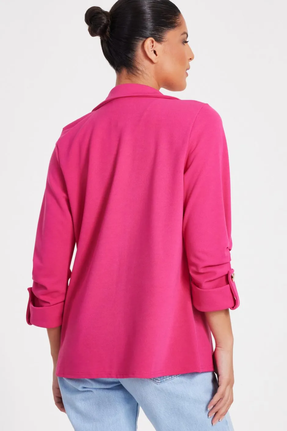 Quiz Ruched Sleeve Blazer Pink Online