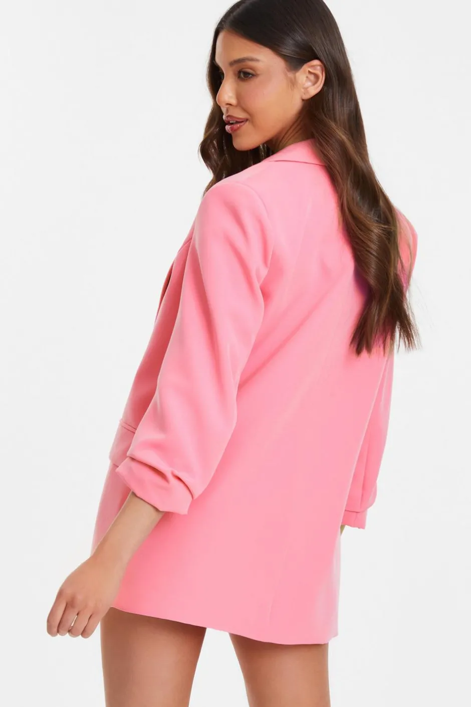 Quiz Ruched Sleeve Blazer Pink Discount
