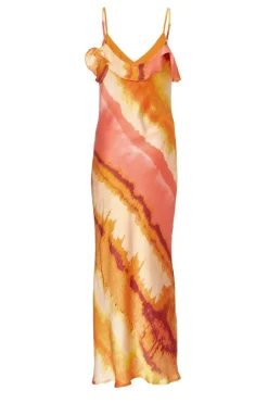 Quiz Pink Ruffle Printed Midaxi Dress Discount