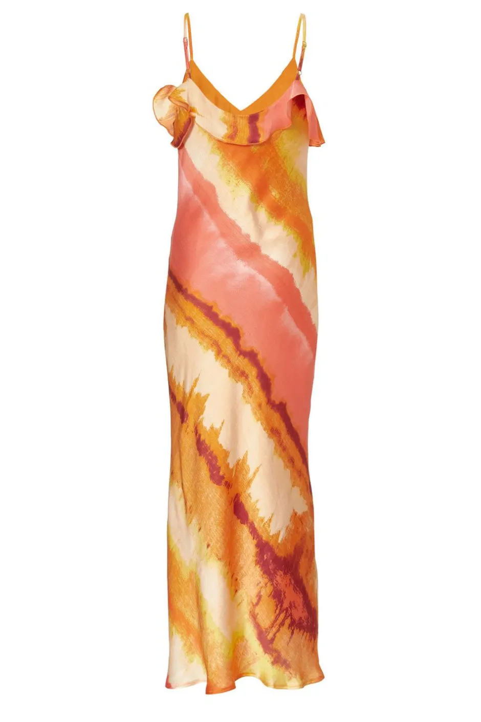 Quiz Pink Ruffle Printed Midaxi Dress Discount
