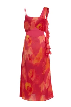 Quiz Pink Satin Marble Midi Dress Best