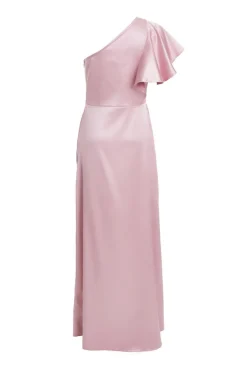 Quiz Satin One Shoulder Maxi Dress Pink Sale