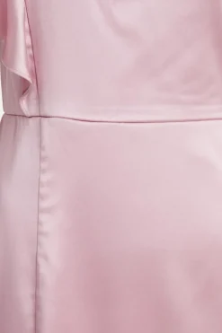 Quiz Satin One Shoulder Maxi Dress Pink Sale